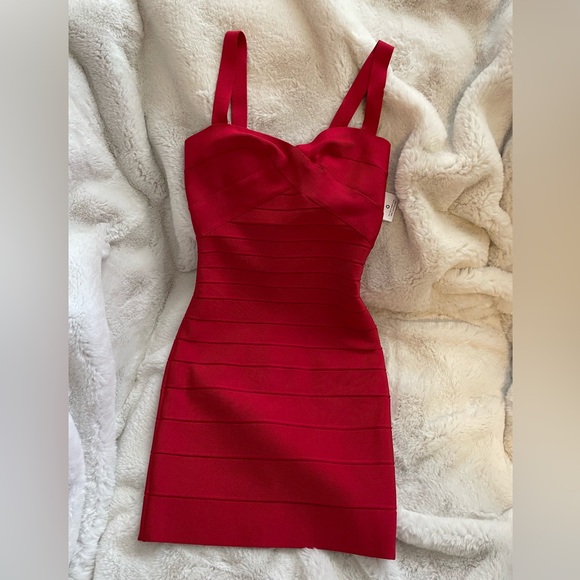 HERVE LEGER PARIS RED DRESS - Picture 2 of 6